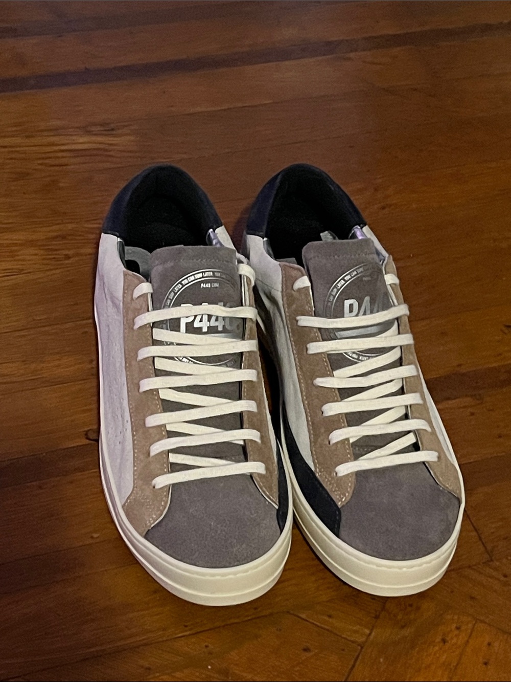 P448 Men’s Gray, Taupe & White Suede Low-Top Sneakers
